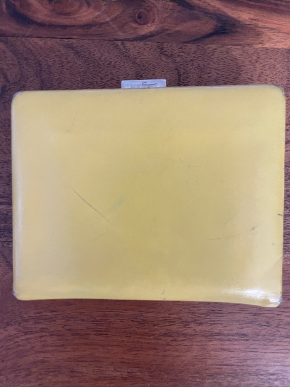 sALVATORE FERRAGAMO Yellow Leather Framed Clutch Wallet
